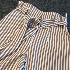 Striped Brown and White High-Waisted Pants 7th avenue size 4
